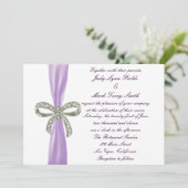 Lila Einladung von Diamond Bow zur Hochzeit (Stehend Vorderseite)