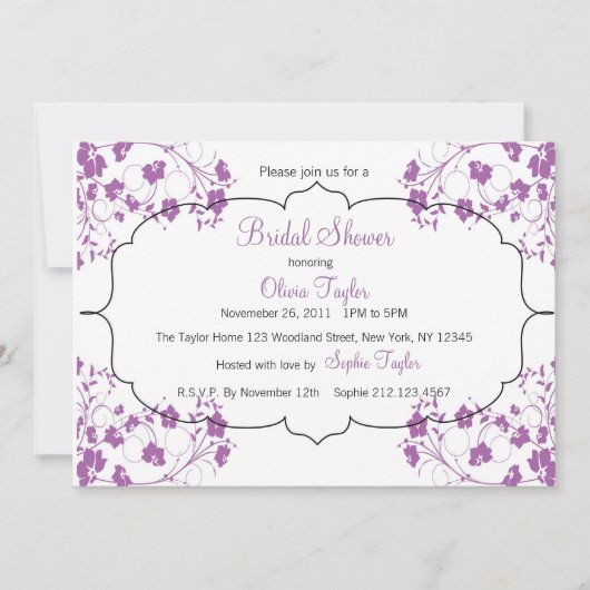 Lila Einladung von Floral Bridal (Vorderseite)