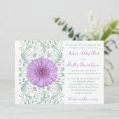 Lila Einladung von Gerber Daisy Mint Floral Weddin (Stehend Vorderseite)