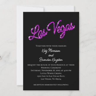 Lila Einladung von Las Vegas Glitzern Hochzeit