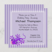 Lila Einladung von Lizard zum Geburtstag (Vorne/Hinten)