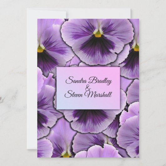 Lila Einladung von Pansy Hochzeit (Rückseite)