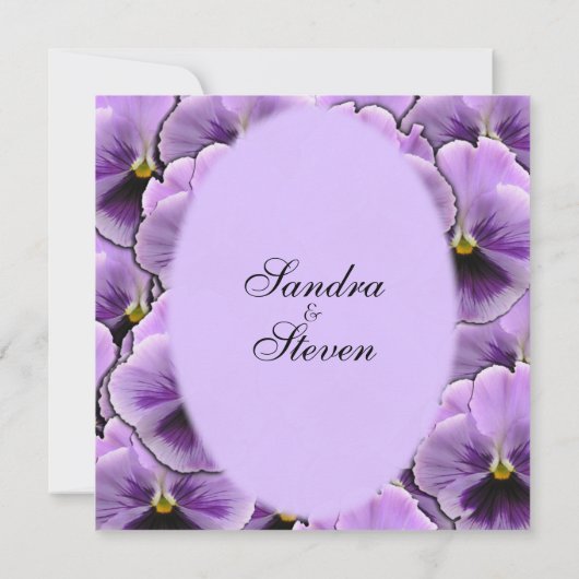 Lila Einladung von Pansy Hochzeit (Rückseite)