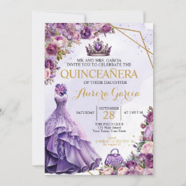 Lila Einladung von Quinceanera