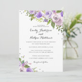 Lila Einladung von Silver Sparkle (Stehend Vorderseite)