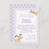 Lila Einladung von Welpen und Dosen (Vorne/Hinten)