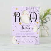 Lila Einladung zu Halloween (Stehend Vorderseite)