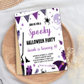 Lila Einladung zu Halloween