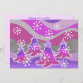 Lila Einladung zu Winterbaumen (Vorne/Hinten)
