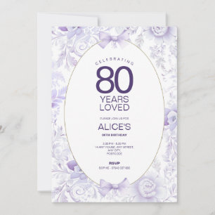 Lila Einladung zum 70. Geburtstag, Vintage Blüte