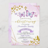 Lila Einladung zur Beweihung von Blumen und Schmet (Vorne/Hinten)