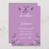 Lila Einladung zur Hochzeit (Vorne/Hinten)