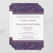 Lila Einladung zur Hochzeit von Plum Paisley (Vorne/Hinten)