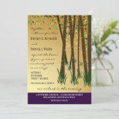 Lila Einladungen zu einer grünen Waldhochzeit (Stehend Vorderseite)