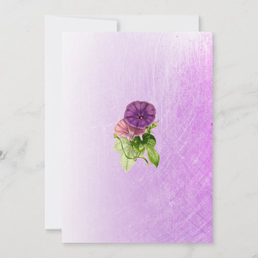 Lila Einladungen zu Petunias und Goldhochzeiten (Rückseite)