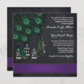 Lila Einladungen zum Hochzeitsfest in Banded Peaco (Vorne/Hinten)