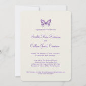 Lila Einladungen zur Hochzeit von Weißcreme (Rückseite)