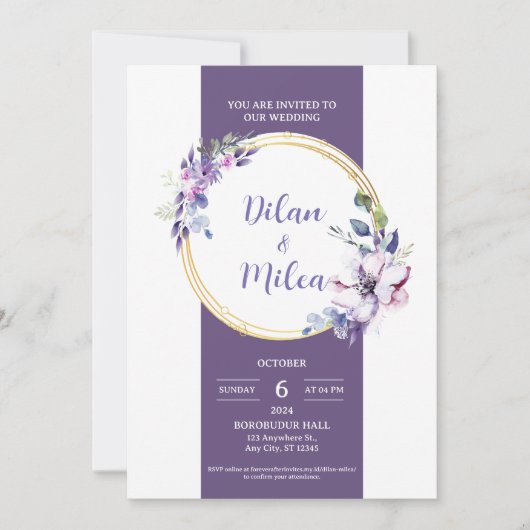 Lila Einladungskarte Einladung (Vorderseite)