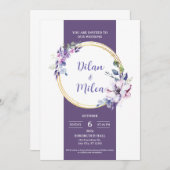 Lila Einladungskarte Einladung (Vorne/Hinten)