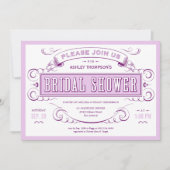 Lila einzigartige Vintage Brautparty-Einladungen Einladung (Vorderseite)