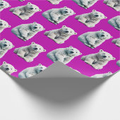Lila Eisbär Musterdesign Geschenkpapier (Ecke)