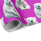 Lila Eisbär Musterdesign Geschenkpapier (Rolleneckpunkt)