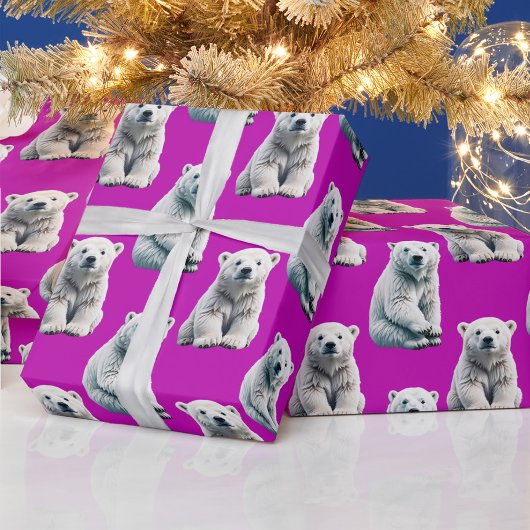 Lila Eisbär Musterdesign Geschenkpapier