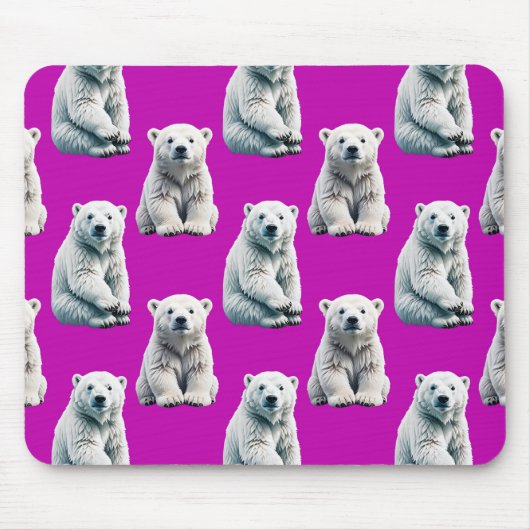 Lila Eisbär Musterdesign  Mousepad (Vorne)