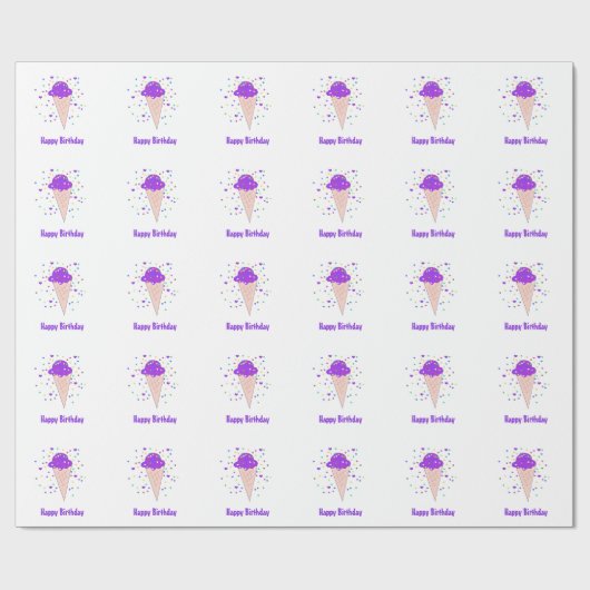 Lila Eiscreme Geschenkpapier (Flach)