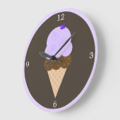 Lila Eiscreme Große Wanduhr (Winkel)