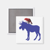 Lila Elche mit Santa Claus Hat Magnet (Vorderseite/Rückseite)
