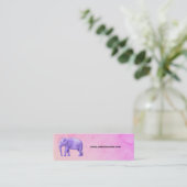 Lila Elefant auf Dreamy Pink Wasserfarben Mini Visitenkarte (Stehend Vorderseite)