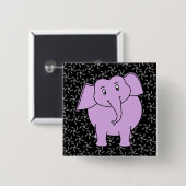 Lila Elefant-Cartoon. Blauer Blumenhintergrund Button (Vorne & Hinten)