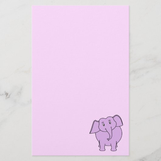 Lila Elefant. Cartoon Briefpapier (Vorderseite)