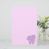 Lila Elefant. Cartoon Briefpapier (Stehend Vorderseite)
