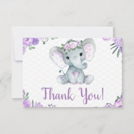 Lila Elefant Dankeschön Card Rose Girl