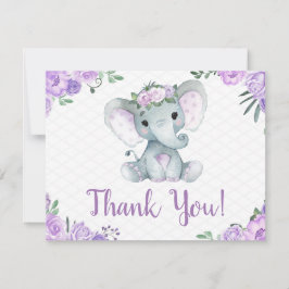 Lila Elefant Dankeschön Card Rose Girl