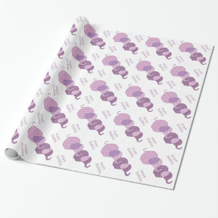Lila Elefant-Geburtstag Geschenkpapier