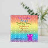 Lila Elefant Geburtstagseinladungen Einladung (Stehend Vorderseite)