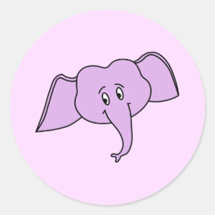 Lila Elefant-Gesicht. Karikatur Runder Aufkleber