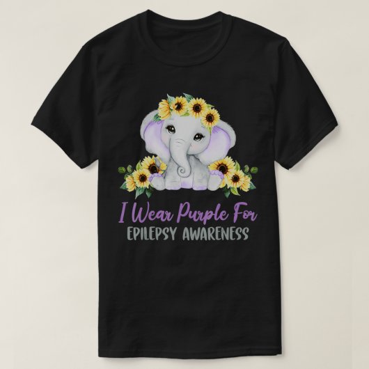 Lila Elefant I trägt Lila für Epilepsie Awa T-Shirt (Design vorne)