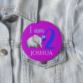 Lila Elefant-individueller Name u. Alters-2. Button (Beispiel)