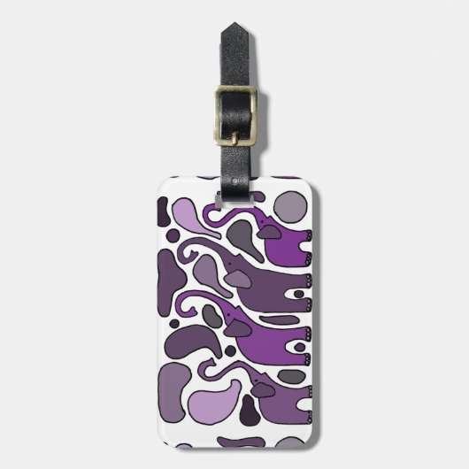 Lila Elefant-Kunst abstrakt Gepäckanhänger (Vorderseite vertikal)