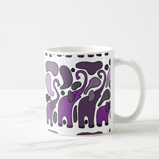 Lila Elefant-Kunst abstrakt Kaffeetasse (Rechts)