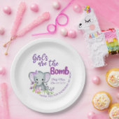 Lila Elefant personalisierte Babydusche Teller (Party)