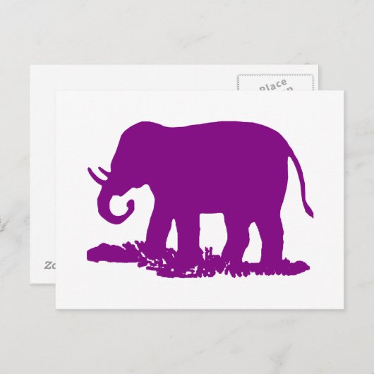 Lila Elefant Postkarte (Vorne/Hinten)