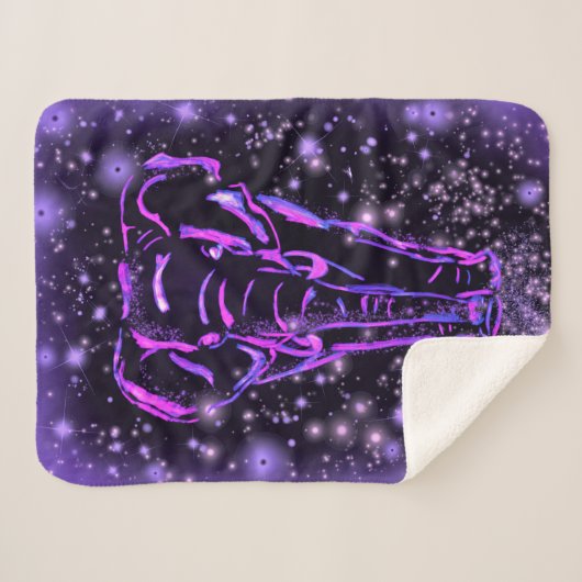 Lila Elefant Sherpa Blanket in der frühen Nacht Sherpadecke (Vorderseite (Horizontal))