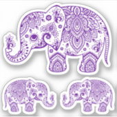 Lila Elefant, Vintager Blumenpaisley Aufkleber (Vorderseite)