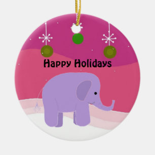 Lila Elefant Weihnachtsdekoration Keramik Ornament