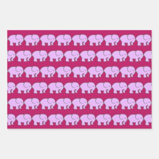 Lila Elefanten Design Wrapping Paper Geschenkpapier Set (Vorderseite 3)